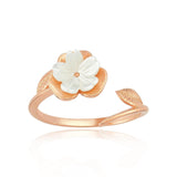 Magnolia Flower Grandeur Rose Color 925 Sterling Silver Ring