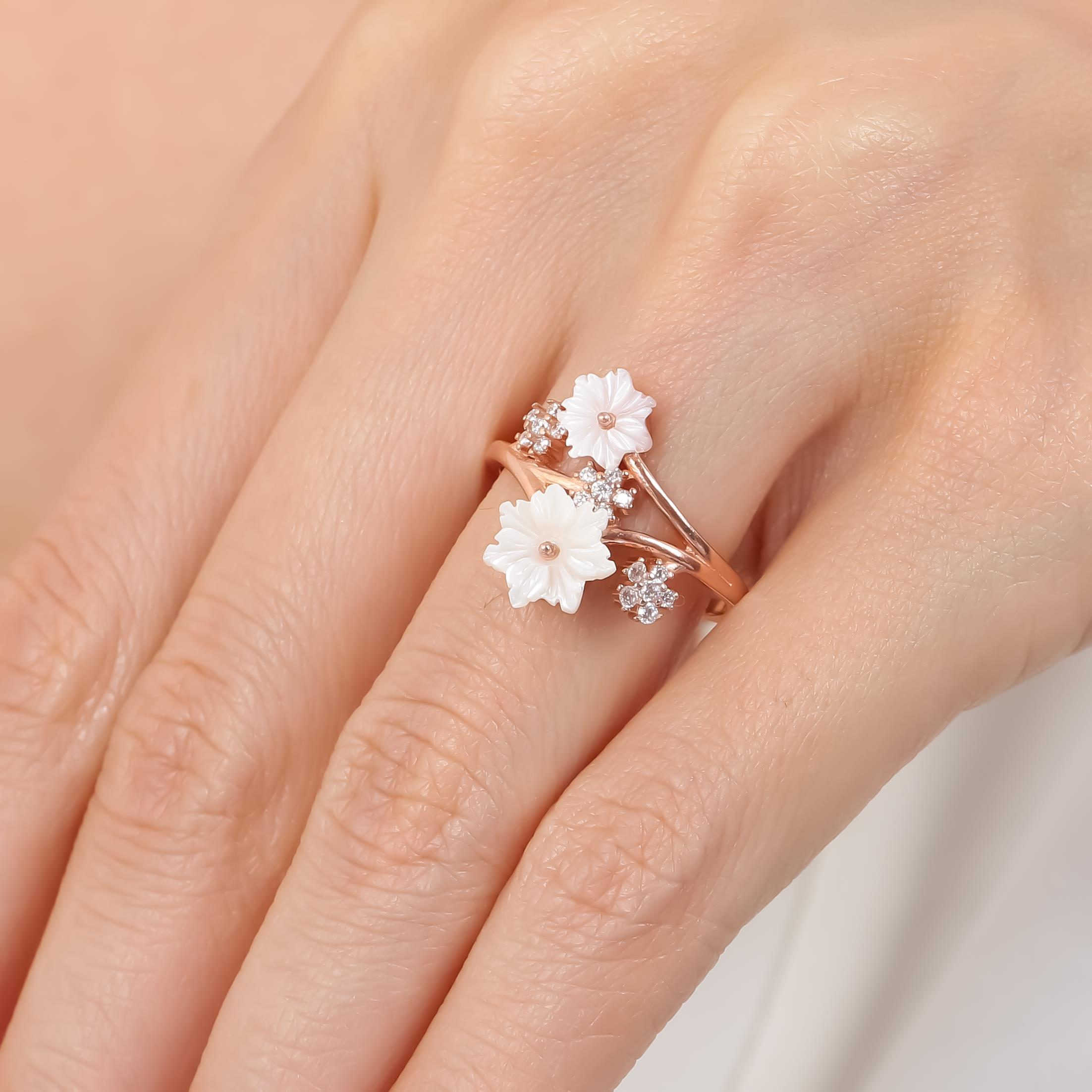 Magnolia Symphony Flowers 925 Sterling Silver Ring