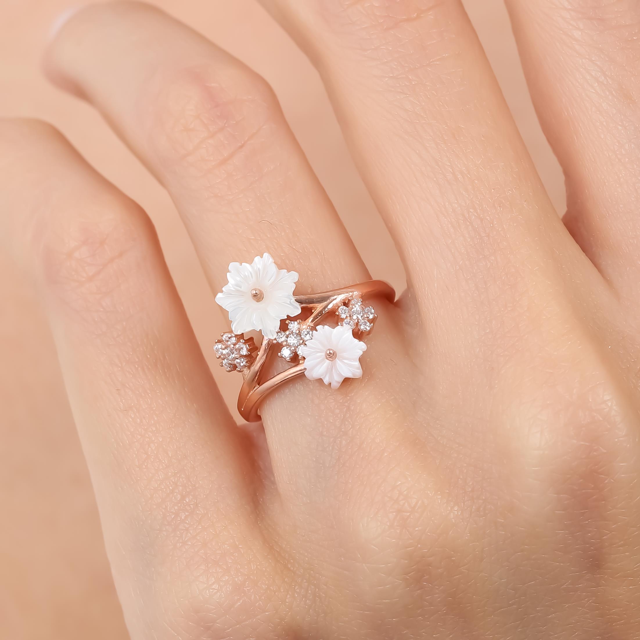 Magnolia Symphony Flowers 925 Sterling Silver Ring
